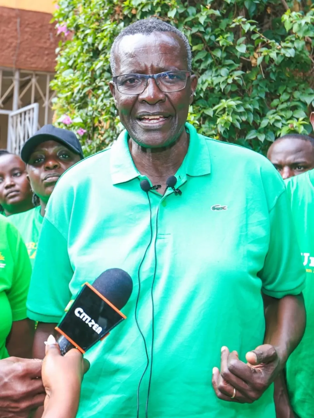 Speaking to the press